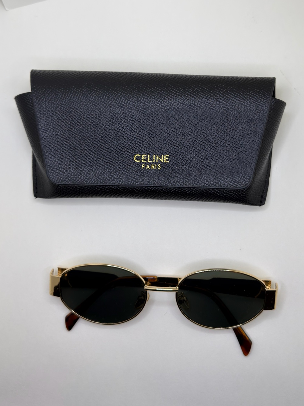 Celine Black and Gold Sunglasses with Black Case